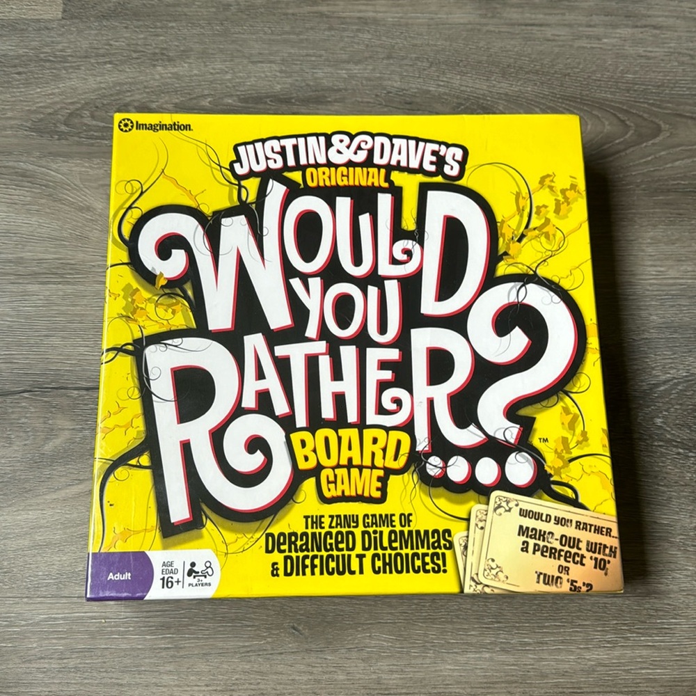 Justin & Daves Original Would You Rather? Boardgame / New / 2009 / Imagination